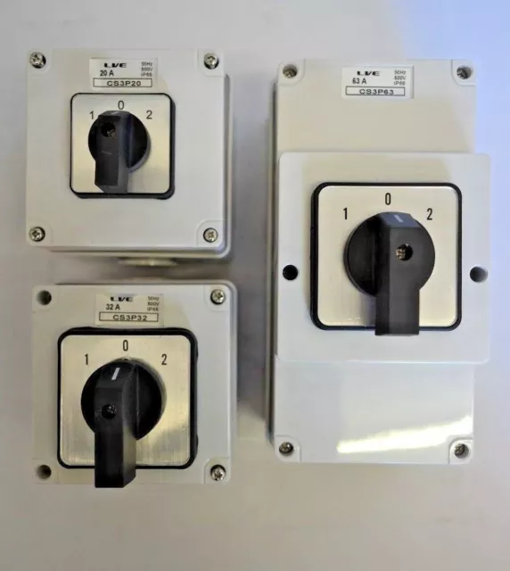 20Amp 32Amp 63Amp 3 Pole Ip66 Enclosed Changeover Switch Surface Mounted
