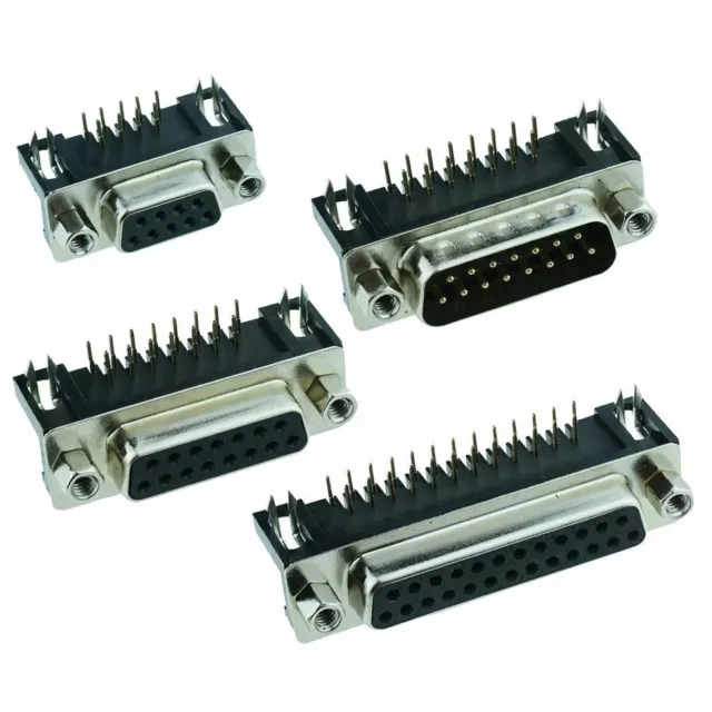 Right Angle PCB D Connector Plug Socket D-Sub 9 15 25 Way