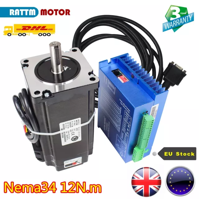 〖UK〗12N.m Nema 34 closed loop stepper servo motor hybrid driver controller HSS86