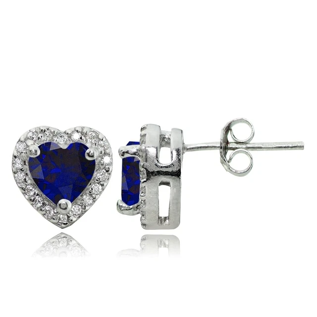 Pendentif Cœur Argent Sterling 925 - Topaze Bleu Londres Et Blanc 1.6ct - Chaîne 18 Pouces - Silverspeck