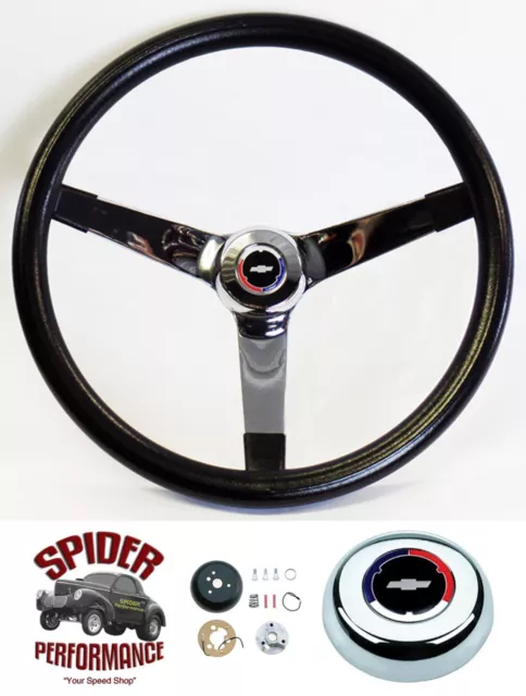 55-56 BEL AIR 150 210 steering wheel Red White Blue Bowtie 14 3/4 Vintage Chrome