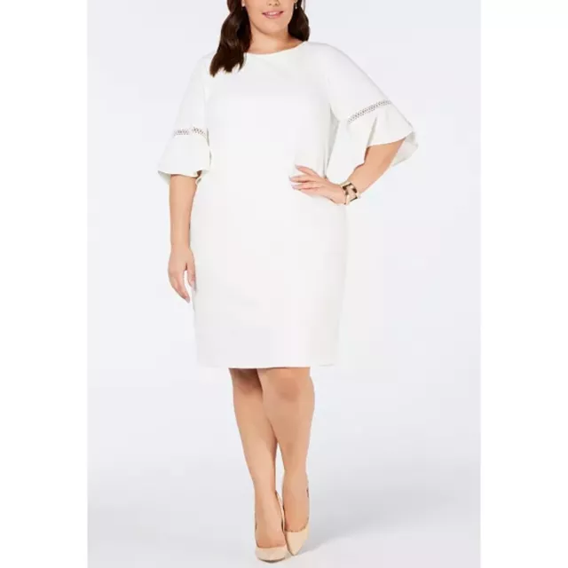 Jessica Howard White Petal Sleeve Shift  Dress Size 16