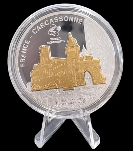 Cook Islands 10 Dollars 2010 Skulpturmünze Carcassonne 999 Silber 31.1 g  942