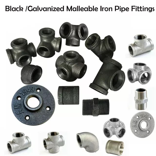 3/4" INCH Industrial Black /Galvanized Malleable Iron Pipe Joints Fittings TBSP