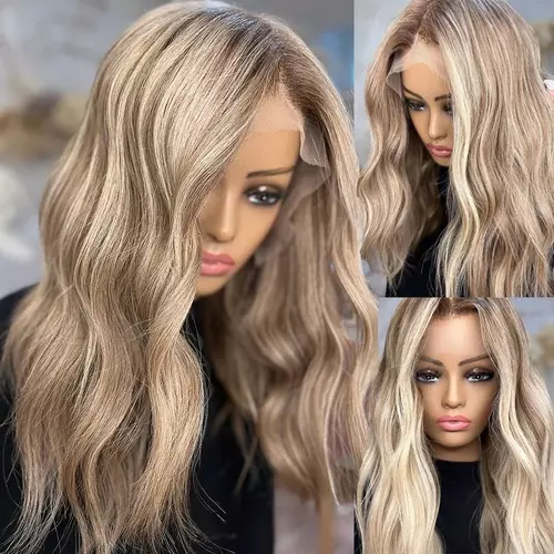 Highlight Wig Human Hair Body Wave Brown Ombre Blonde Brazilian 360 Full Lace