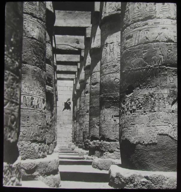 Glass Magic Lantern Slide KARNAK COLONNADES NO2 DATED 1913 OLD PHOTO EGYPT