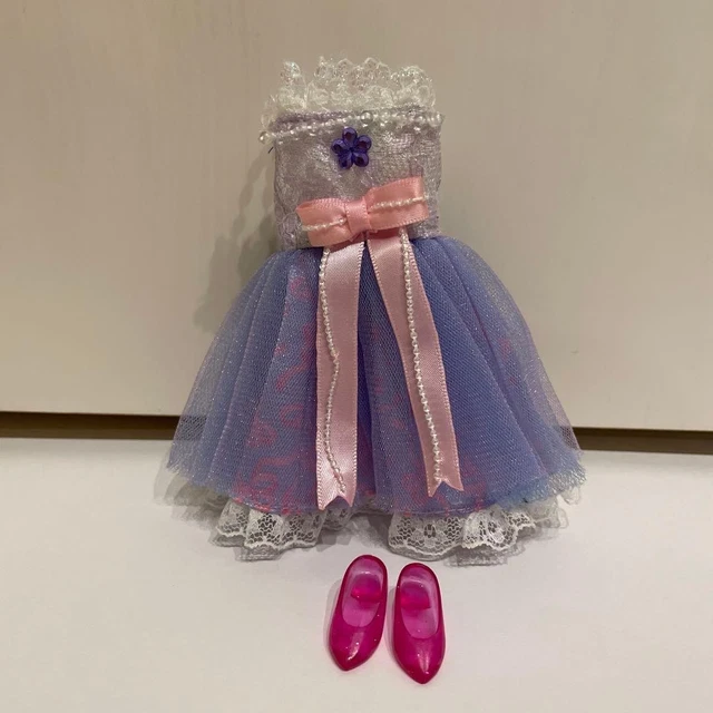 Barbie Paquete De Moda Con Vestido Estampado De Lazo Rosa, Zapatos Negros Y Bolso En Forma De Lazo, Ropa De Muñeca Para Niños De 3 A 8 Años