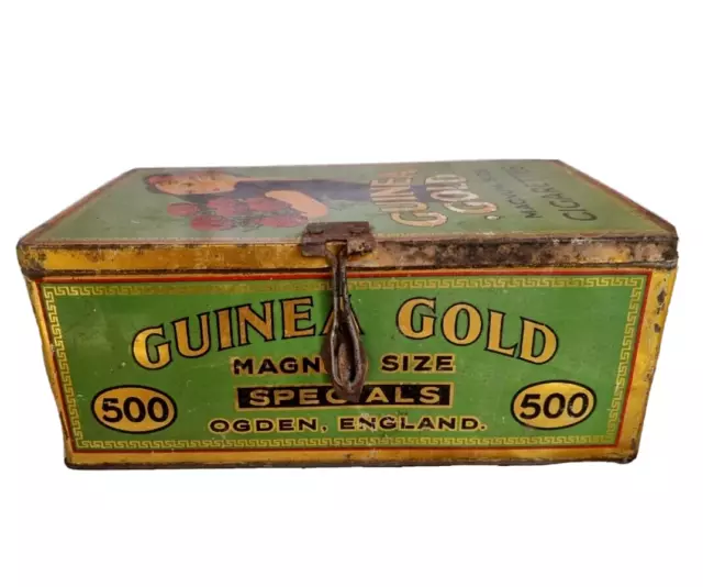 Vintage Old Antique Rare GUINEA Gold Magnum Cigarettes Litho Tin Box , ENGLAND 2