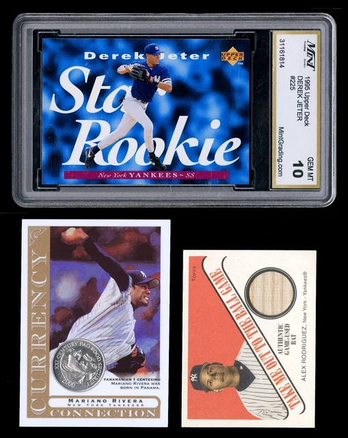 1995 Ud Derek Jeter Rc Gem Mint 10 2003 Topps Coin Mariano Rivera 2004 Arod Bat