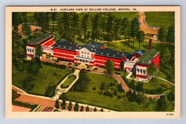 Vinatge Airplane View Of Sullins College, Bristol, Virginia Postcard Gx