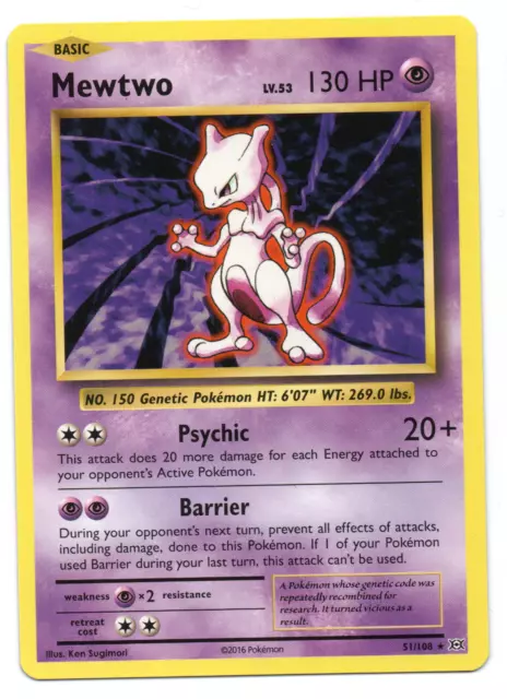 Vintage Mewtwo - XY Evolutions Set - Non Holo Foil Rare -  Pokemon card