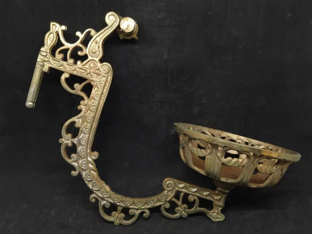 Victorian Brass Plated Cast Iron Wall Bracket For Oil Lamp Parts