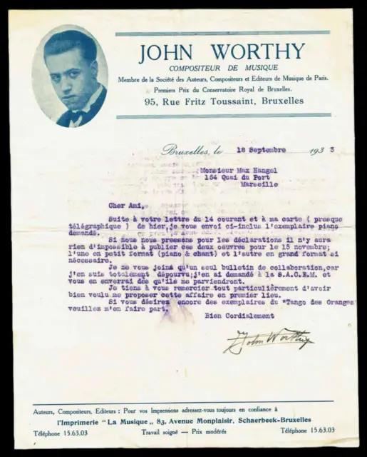 3 lettres de JOHN WORTHY 1930 BRUXELLES