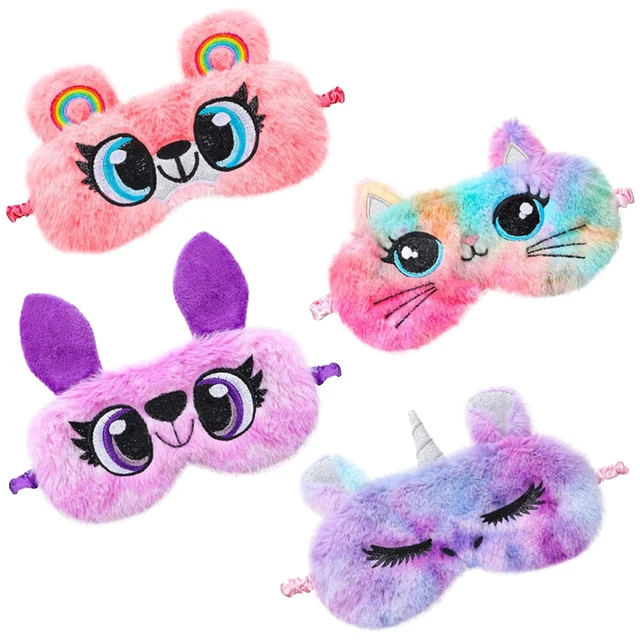 4pcs Plüsch Schlafmaske Reise Blindbund Tier Augen Schlafmaske Kunstpelzabdeckun