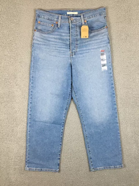 Levi's Ribcage Straight Ankle Jeans Size 31x27 Button Fly High Rise Light Wash