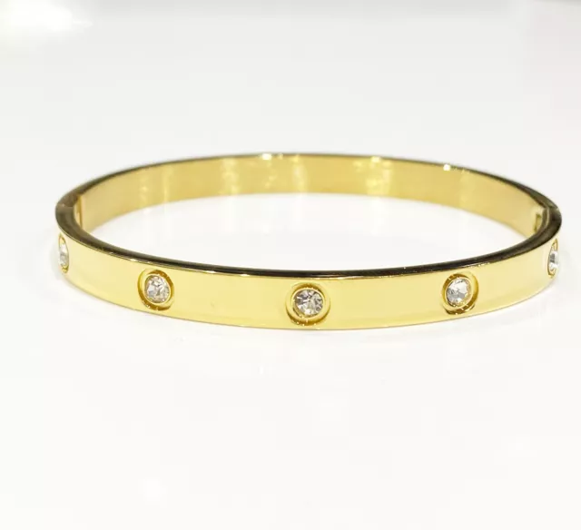 Luxury Gold Screw Bangle Bracelet Crystals For Her 20cm
