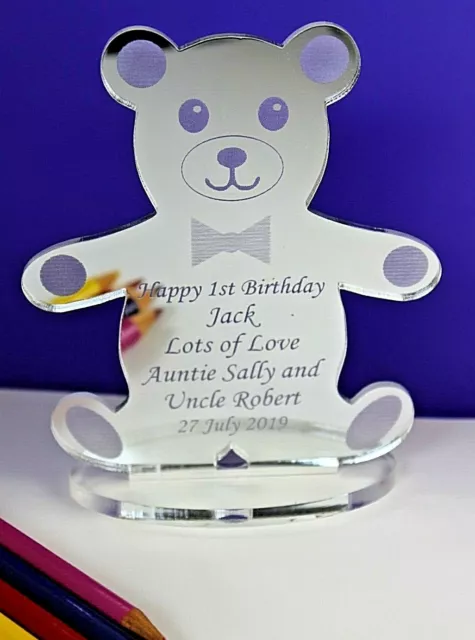 Personalised Teddy Bear Christening, Birthday or own message Gift for Boy/Girl