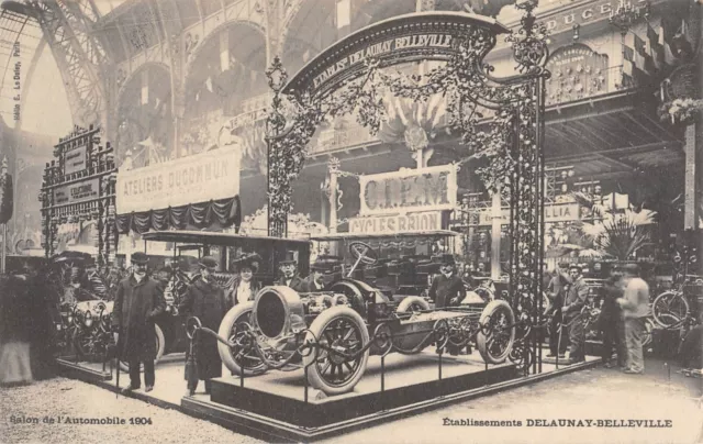 Cpa Voiture Ancienne Salon De L'automobile 1904 Etablissements Delaunay Bellevil