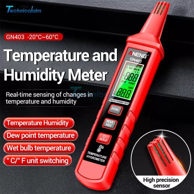 ANENG GN403 LCD Temperature and humidity meter Dew Point Wet Bulb ℃/℉ switchable