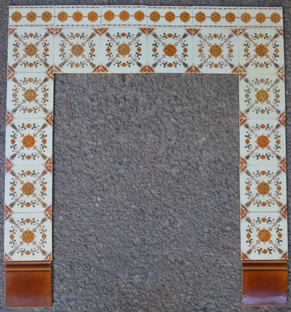 ENGLAND - TRANSFER VICTORIAN - 22 ORIGINAL TILES FOR FIREPLACE c1900