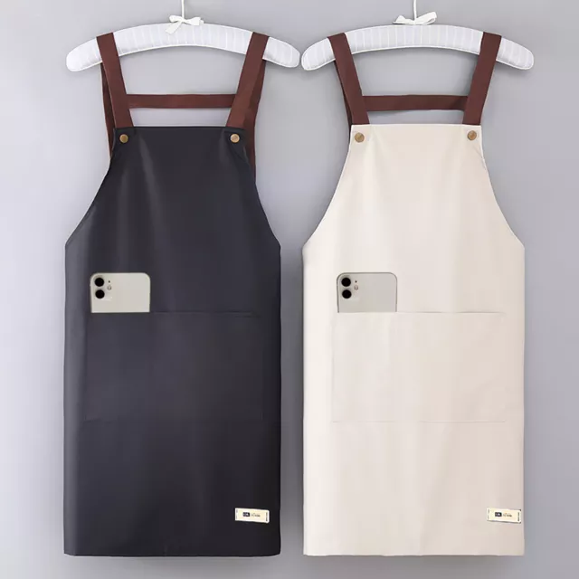 Bib Apron Korean Style Front Pockets Easy Clean Adults Cooking Apron Pvc