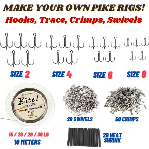 Pike Running Rigs PIKE RIGS - Make your own rigs! Treble Hooks, Crimps, Swivels - SEA ...