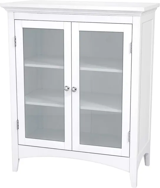 Gabinete de piso de madera Madison con 2 puertas de vidrio, blanco