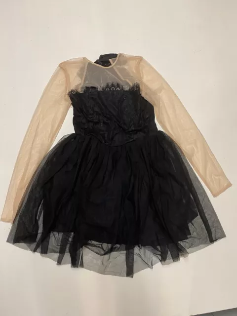 Asos Alto Premium Transparente Top Tul Mini Vestido de Graduación en Negro Ru 6