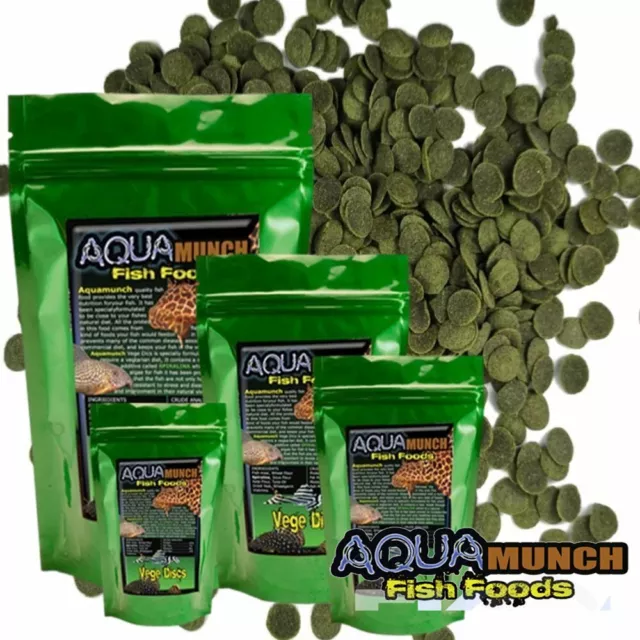 AQUAmunch Vege Disc Algae Wafers Catfish Tropical Fish Food Spirulina 10mm