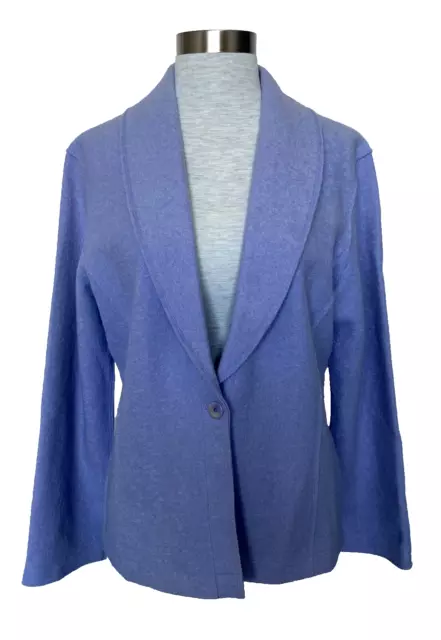 Eileen Fisher Jacket Size M Wool Blazer Lilac Purple One Button Shawl Collar