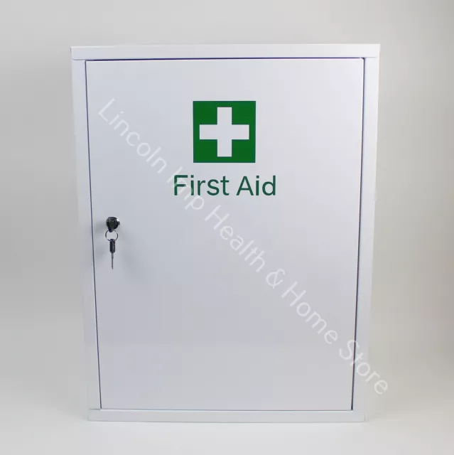 V LARGE White Wall Mountable Metal First Aid Medical / Medicine Cabinet - EMPTY