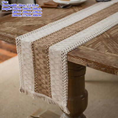 Runner da Tavola Etnico 34 * 170,A Cotone e Lino Morbuy Vintage Damascato Casa della Tavola Runner Decorativo con Nappa Arazzo Letto per Matrimonio Festa Natale Pasqua Ricamo a Farfalla Floreale 