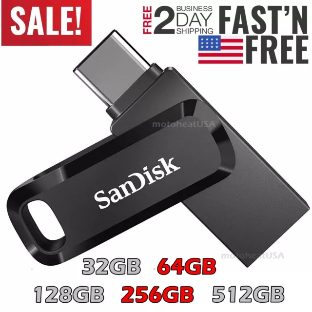 SanDisk Flash Drive Ultra Dual Go USB Type-A & Type-C 32GB 64GB Phone Tablet LOT