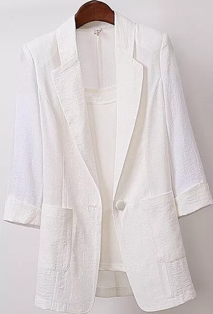 ELEGANTE DAMEN SOMMER JACKE BLAZER in WEISS - GR 38/40 NEU