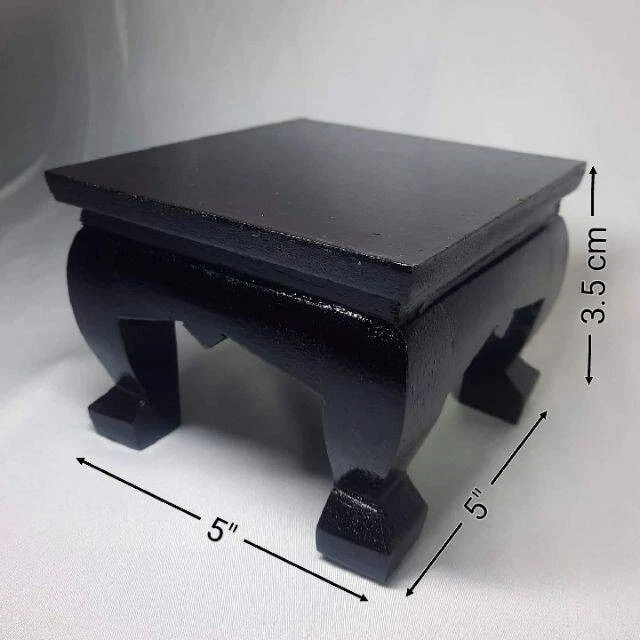 5x5" Black Altar Table Lacquer Thai Wood Buddha Amulet Mini Worship Handmade