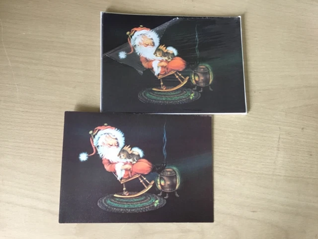 Vintage Pack Of 6 Christmas Cards Rust Craft Santa 1970 ?