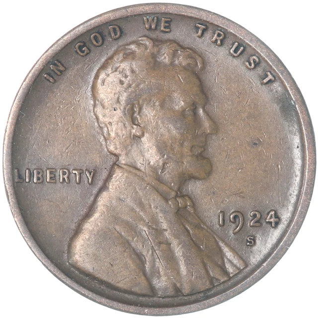 1924 S Lincoln Wheat Cent Very Fine Penny VF+ See Pics T081
