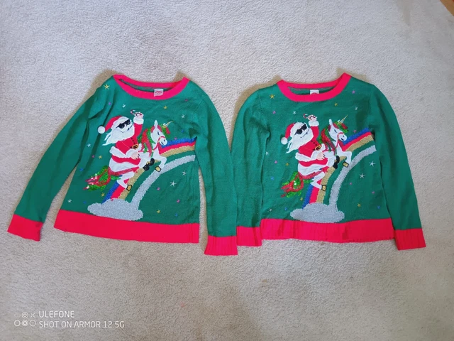 Holiday Time Girls Ugly Christmas Sweater, Sizes 7-8, Medium, Twin Clothes