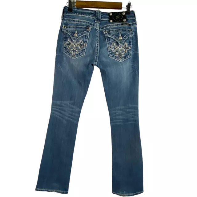 Miss Me Jeans Women's 27 Boot Cut Bling Embellished Pockets Distressed