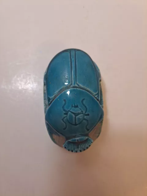 Faience Egyptian Scarab Beetle Figurine