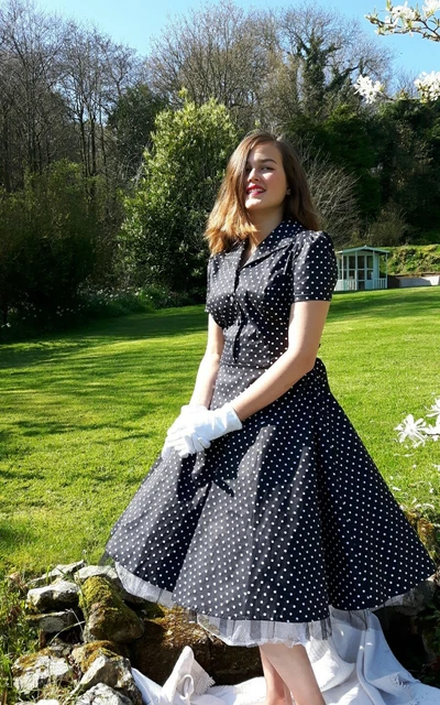 1940s polka dot clearance tea dress