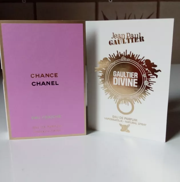 2 Parfum Proben💚CHANEL Chance💜GAULTIER divine EDP je 1,2 ml NEU LUXUS