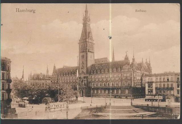 VERY NICE SCARCE OLD POSTCARD - RATHAUS - HAMBURG - GERMANY 1907 City Hall