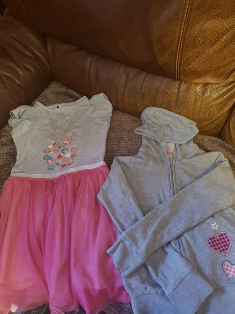 Monsoon Girl's Sequin Tutu Grey Pink Party Dress & M&S Cardigan Age 8-9-10 Years