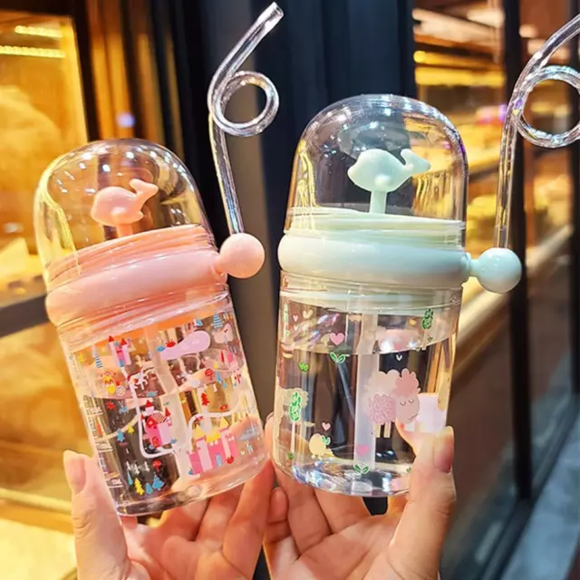1PCS Whale Water Cup 260ml Children Water Spray Cup Baby Feeding Mug Straws
