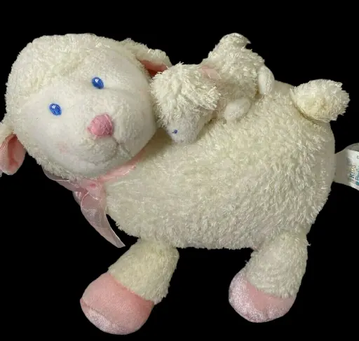 Kids Preferred Pink Cream Lamb w Baby as Winder Musical London Bridge 9" Plush