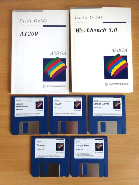 Commodore Amiga 1200 A1200 Workbench 3.0 Software Disks User Guide Vgc - Tested