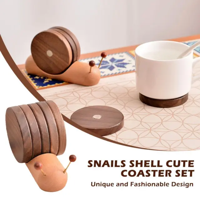 Wooden Snail Coasters, Cute Funny Coasters For Drinks Cup Holders Coffee O4U4