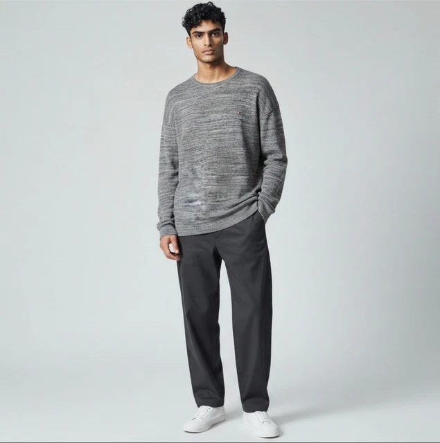 Pull Homme Goodfellow & Co Gris Foncé, Coton Manches Longues - Taille M