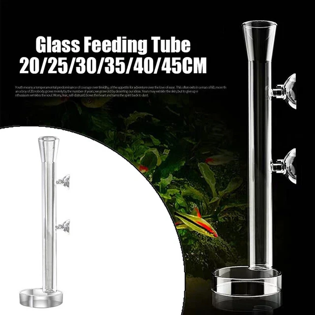 20-45cm Glass Shrimp Feeding Tube Dish Feeder Food Tray for Aquarium Fish Tank
